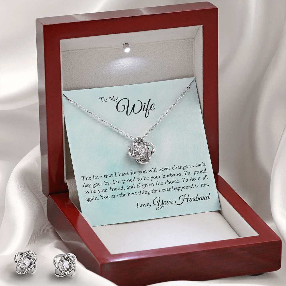 Love Knot Necklace & Earring Set