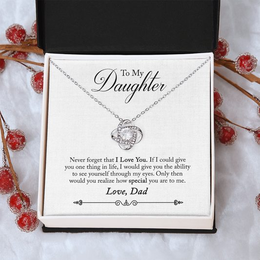 To My Daughter - Love Knot Necklace - PRICE INCLUDES SHIPPING