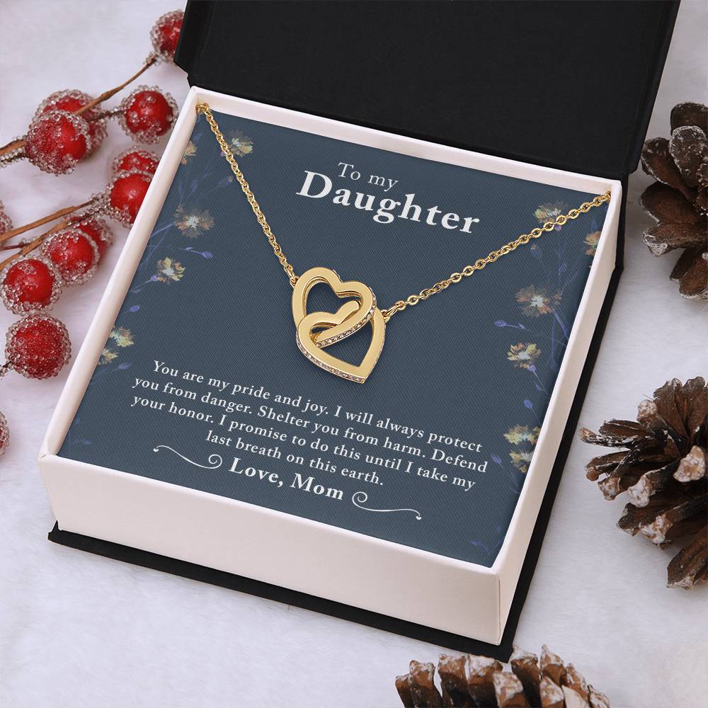 To My Beautiful Daughter - Interlocking Hearts Necklace - PRICE INCLUDES SHIPPING