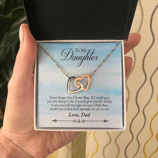 To My Daughter - Interlocking Hearts Necklace - PRICE INCLUDES SHIPPING