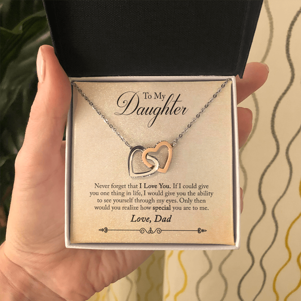 To My Daughter - Interlocking Hearts Necklace - PRICE INCLUDES SHIPPING
