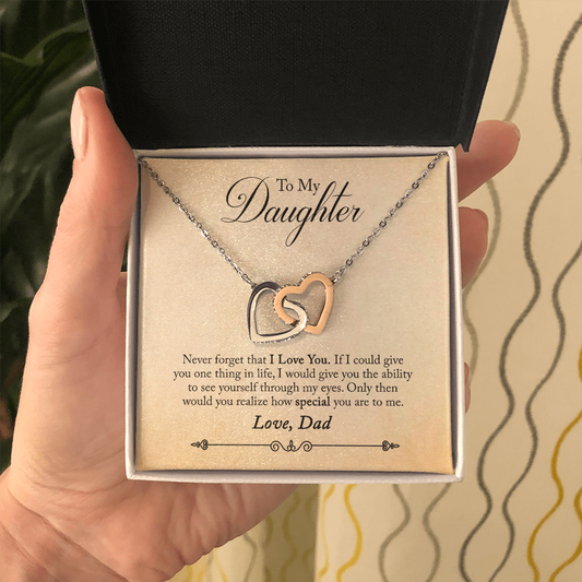 To My Daughter - Interlocking Hearts Necklace - PRICE INCLUDES SHIPPING