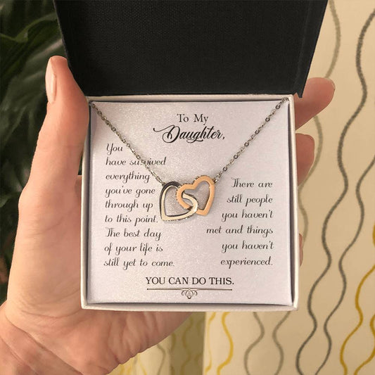 To My Daughter - Interlocking Hearts Necklace - PRICE INCLUDES SHIPPING