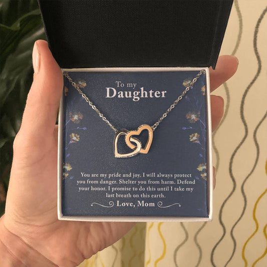 To My Beautiful Daughter - Interlocking Hearts Necklace - PRICE INCLUDES SHIPPING