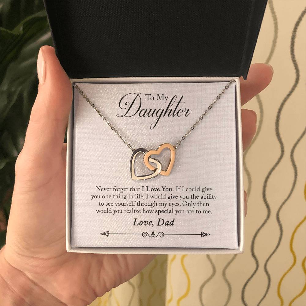 To My Daughter - Interlocking Hearts Necklace - PRICE INCLUDES SHIPPING