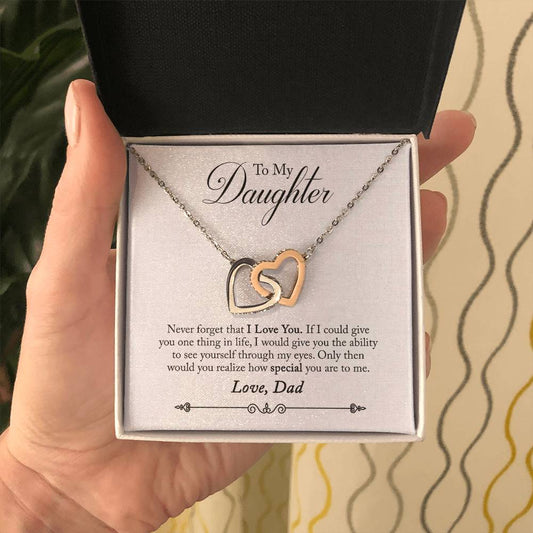 To My Daughter - Interlocking Hearts Necklace - PRICE INCLUDES SHIPPING