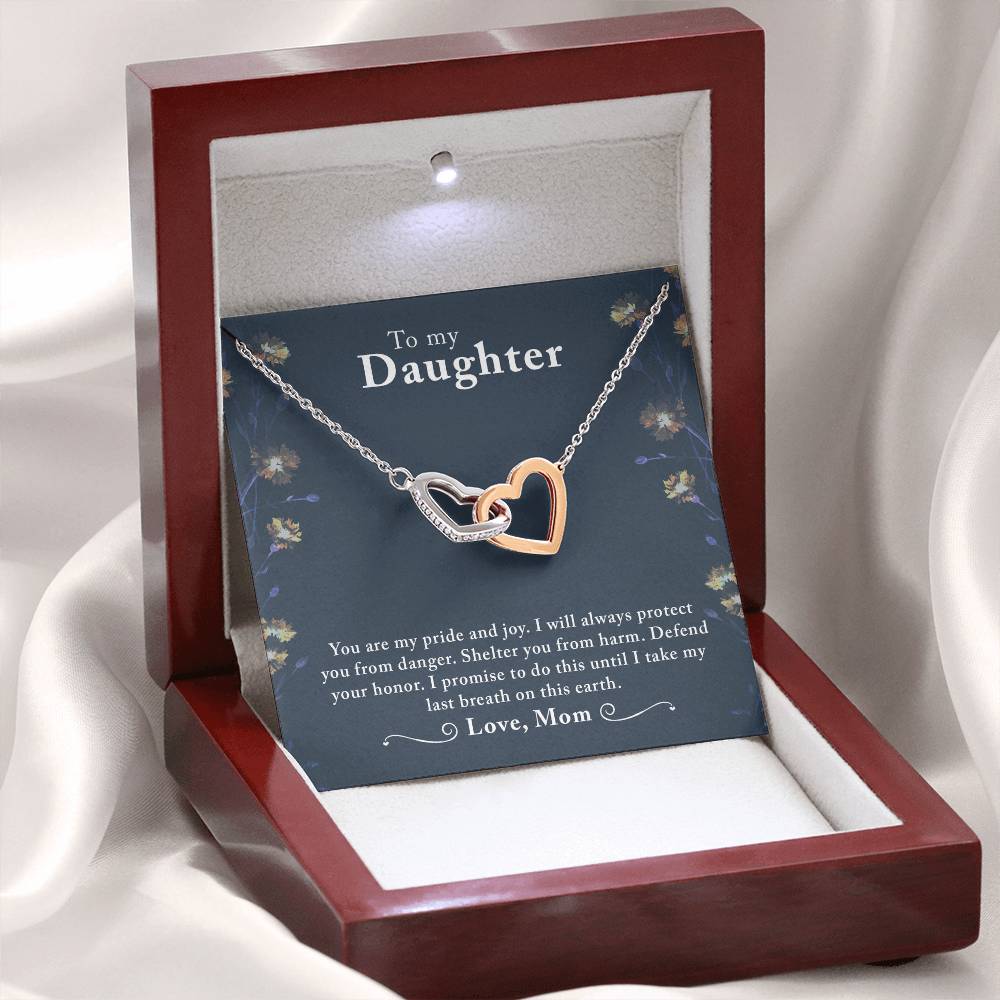 To My Beautiful Daughter - Interlocking Hearts Necklace - PRICE INCLUDES SHIPPING