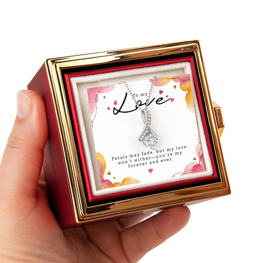 Rotating Rose Gift Box with Alluring Beauty Pendant Necklace - FREE SHIPPING