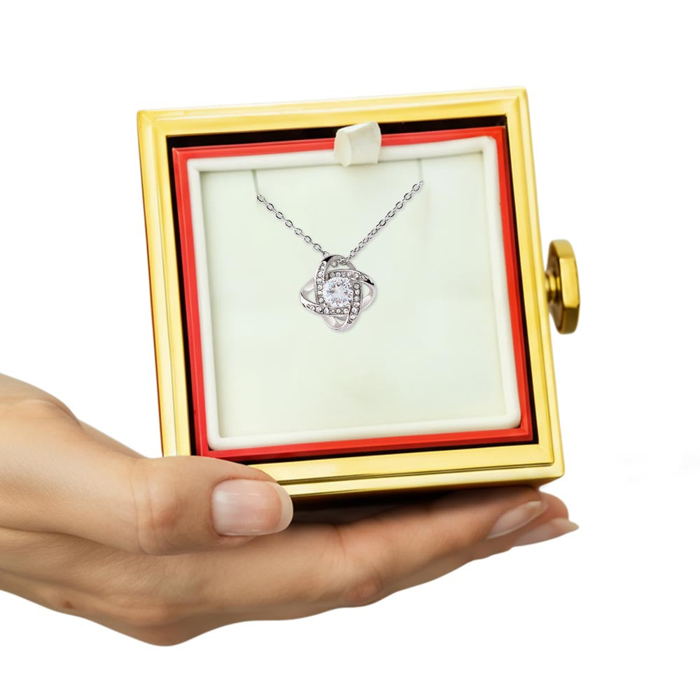 Rotating Rose Gift Box with Love Knot Pendant Necklace - FREE SHIPPING