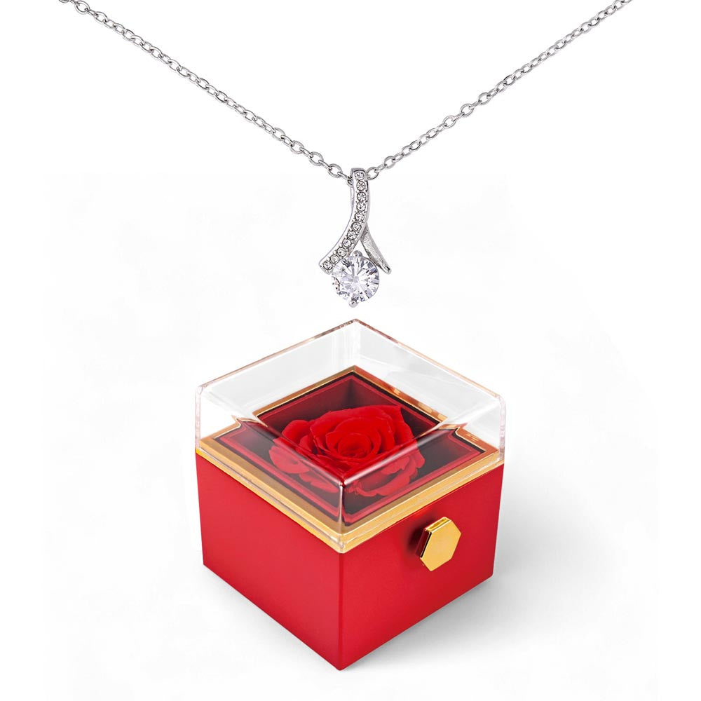 Rotating Rose Gift Box with Alluring Beauty Pendant Necklace - FREE SHIPPING