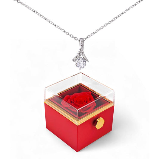 Rotating Rose Gift Box with Alluring Beauty Pendant Necklace - FREE SHIPPING