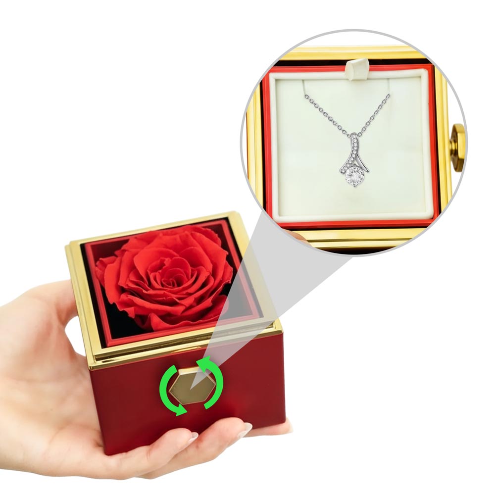 Rotating Rose Gift Box with Alluring Beauty Pendant Necklace - FREE SHIPPING