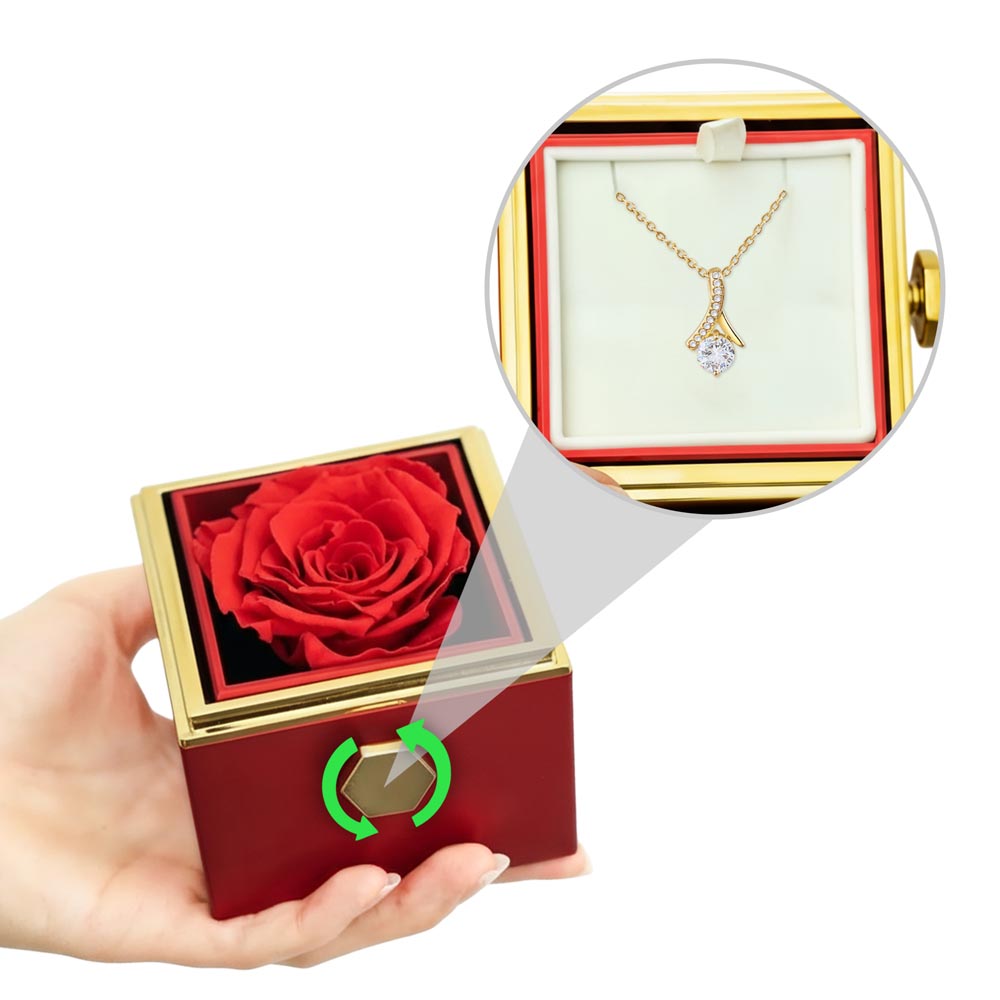 Rotating Rose Gift Box with Alluring Beauty Pendant Necklace - FREE SHIPPING